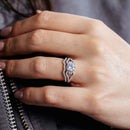 Silver 925 Rhodium Plated Heart Engagement CZ Silver Ring with 7mm Center - STR01050