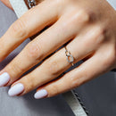 Rhodium Plated 925 Sterling Silver Small Open Oval Link Clear CZ Ring - STR01162