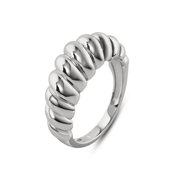 Silver 925 Rhodium Plated Croissant Design Ring 7.9mm - STR01165RH