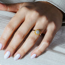 Anillo de girasol con circonita cúbica en plata de ley 925 bañada en rodio y oro - STR01173