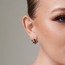 Silver 925 Rhodium Plated Multicolor Baguette Open Square CZ Stud Earring and Necklace Set - STS00003-MULTI