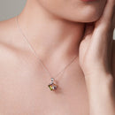 Silver 925 Rhodium Plated Multicolor Baguette Open Square CZ Stud Earring and Necklace Set - STS00003-MULTI
