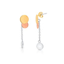 Liquidación - Conjunto de aretes y collar colgantes de alambre con disco graduado en plata 925 rodiada multicolor - STS00006