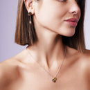 Liquidación - Conjunto de aretes y collar colgantes de alambre con disco graduado en plata 925 rodiada multicolor - STS00006