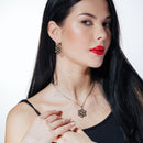 Conjunto de collar y pendientes de flores en plata de ley 925 bicolor (Liquidación) - STS00067