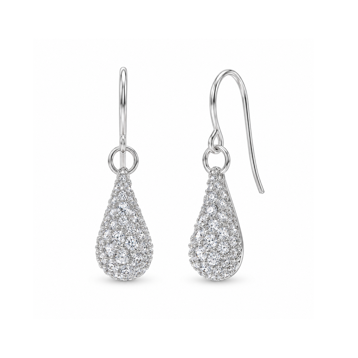 Juego de aros colgantes con circonita cúbica en forma de lágrima de berenjena chapada en rodio de plata 925 - STS00134