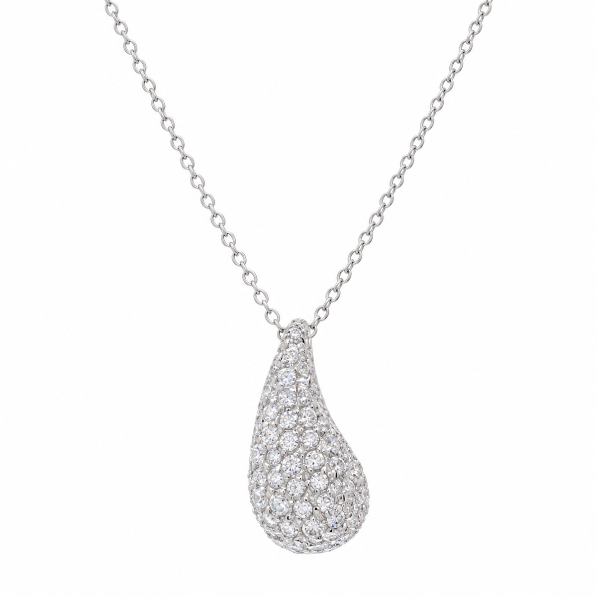 Juego de aros colgantes con circonita cúbica en forma de lágrima de berenjena chapada en rodio de plata 925 - STS00134