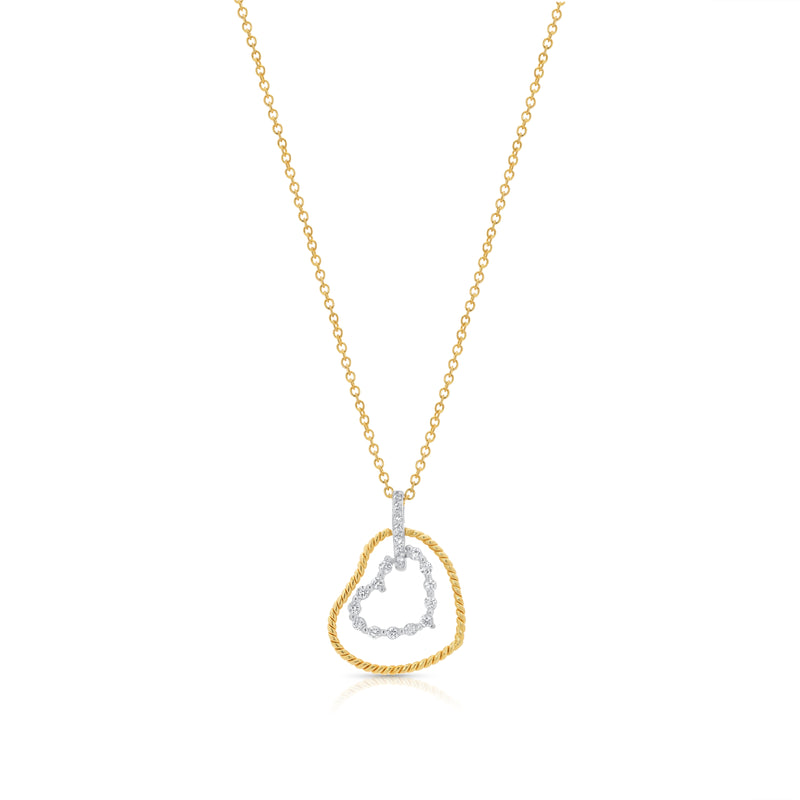 Clearance-Gold Plated 925 Sterling Silver Double Heart Dangle CZ Sets - STS00138