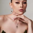 Silver 925 Rhodium Plated Tear Drop Silver Link With A Dangling CZ Set - STS00180