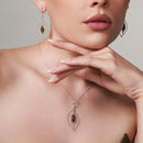 Silver 925 Rhodium Plated Tear Drop Silver Link With A Dangling CZ Set - STS00180