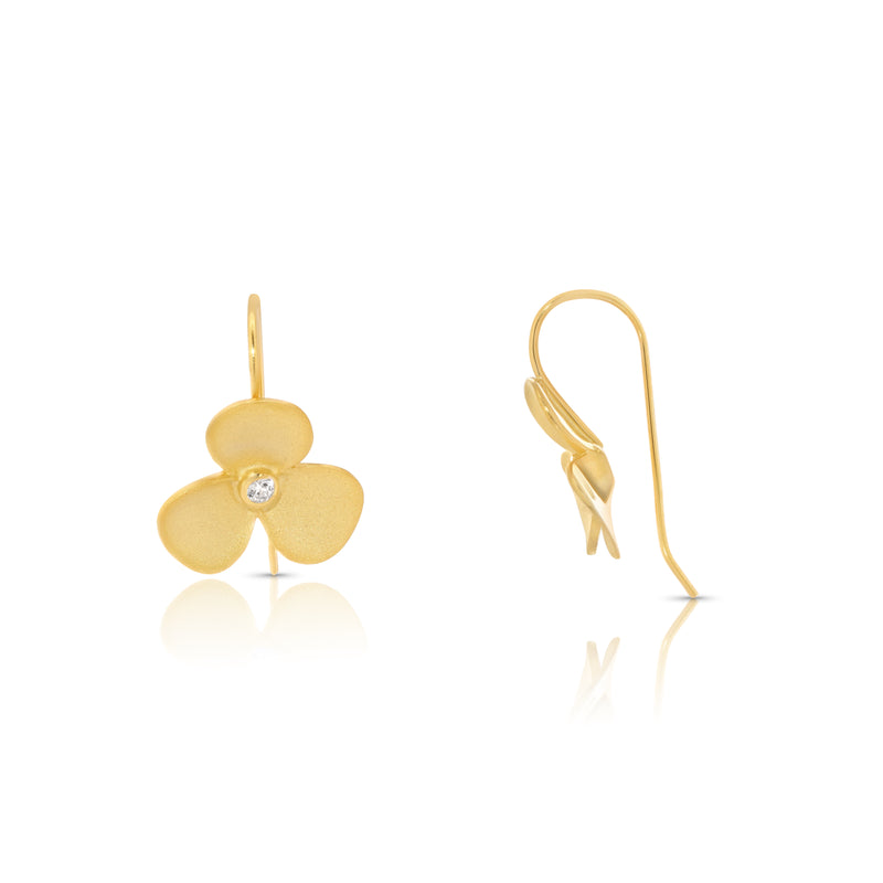 Liquidación - Conjunto de pendientes y collar con gancho de flor de circonita cúbica bañados en oro de plata 925 - STS00243GP