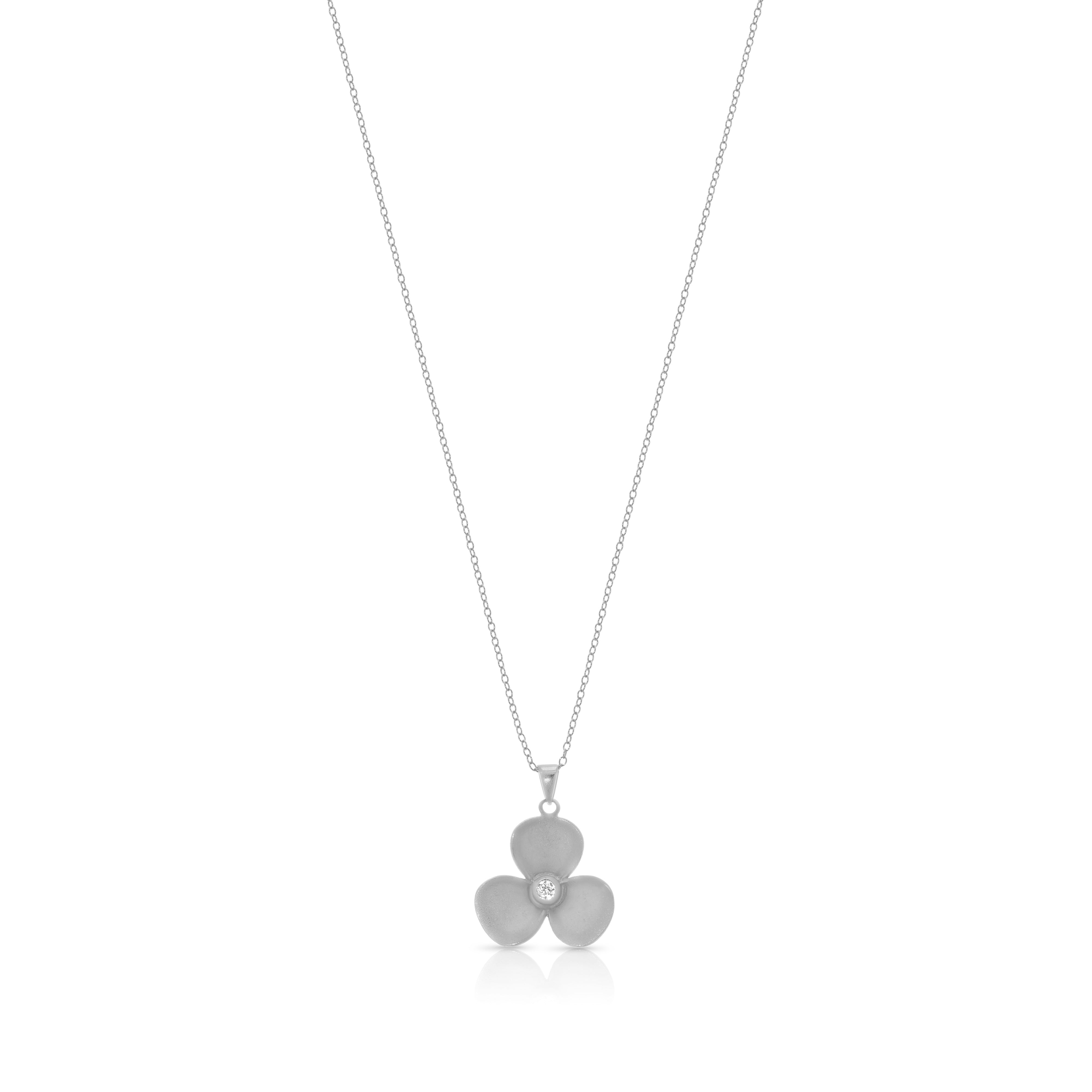 Closeout-Juego de aretes y collar con gancho de circonita cúbica y flor chapada en oro 925 - STS00243