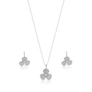 Closeout-Juego de aretes y collar con gancho de circonita cúbica y flor chapada en oro 925 - STS00243