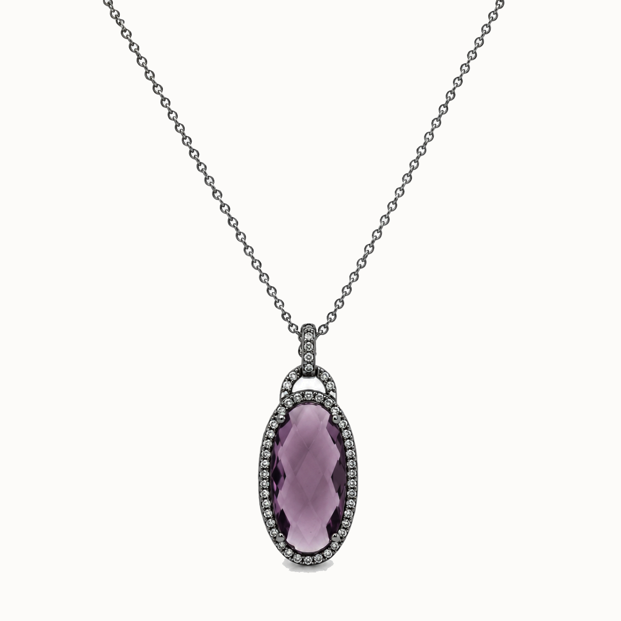 Conjunto de pendientes colgantes a juego con circonitas cúbicas moradas ovaladas talladas a mano en plata 925 rodiada - STS00301