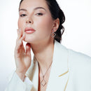 Liquidación - Conjunto de aretes y collar colgantes de circonita negra cuadrada abierta en plata 925 rodiada - STS00304