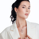 Liquidación - Conjunto de aretes y collar colgantes de corazón abierto con circonitas cúbicas en plata 925 rodiada - STS00305