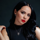 Liquidación - Conjunto de aretes y collar con circonitas cúbicas en malla de plata 925 rodiada - STS00307