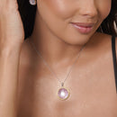 Silver 925 2 Toned Plated Circle Hand Cut Pineapple Cut CZ Matching Set - STS00336