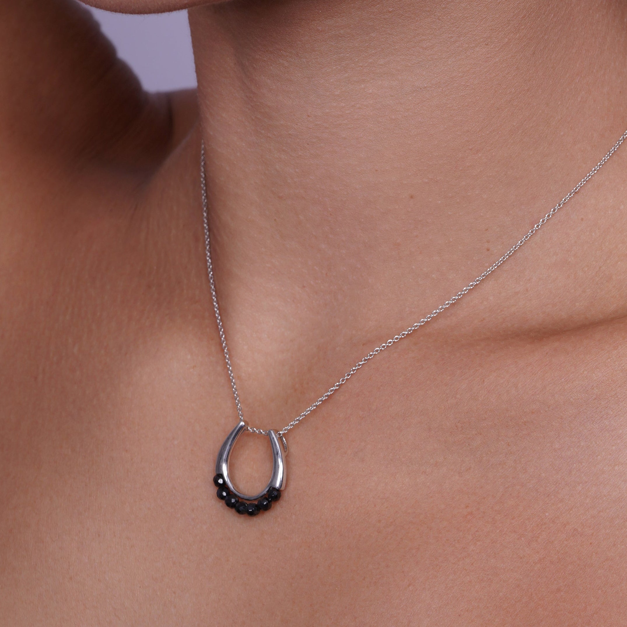 Clearance-Silver 925 Rhodium Plated Open Round Black Ball CZ Hoop Set - STS00345