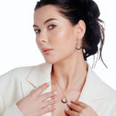 Liquidación - Conjunto de pendientes y collar con colgante de gancho, bola negra de circonita cúbica, en plata 925 rodiada - STS00346