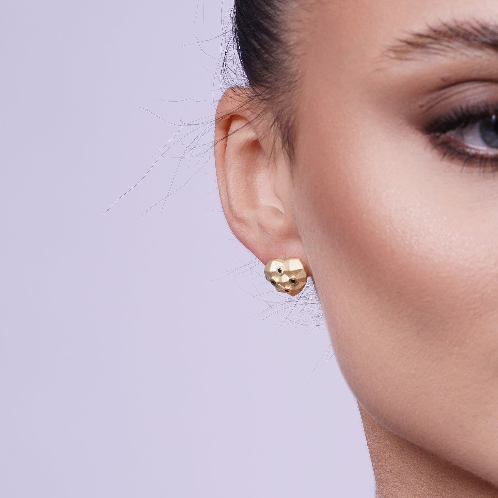 Liquidación - Conjunto de aretes y collar con circonitas cúbicas en forma de corazón, con lunares negros y baño de oro de plata 925 - STS00379