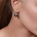 Silver 925 Rhodium Plated Grey Fresh Water Pearl Dangling Set - STS00458