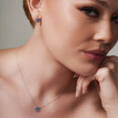 Rhodium Plated 925 Sterling Silver Turquoise Galver Sets - STS00545