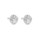 Clearance-Rhodium Plated 925 Sterling Silver Spiral Dome Clear CZ Stud Earring - STEM001