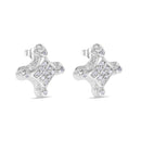 Clearance-Rhodium Plated 925 Sterling Silver Cross CZ Stud Earring - STEM153
