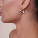 Rhodium Plated 925 Sterling Silver Greek Key Hoop 10.5mm Earring - TGE00008