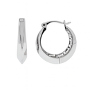 Rhodium Plated 925 Sterling Silver Greek Key Hoop 10.5mm Earring - TGE00008