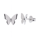 Rhodium Plated 925 Sterling Silver Butterfly 6.5mm x 7mm Stud Earring - TGE00009