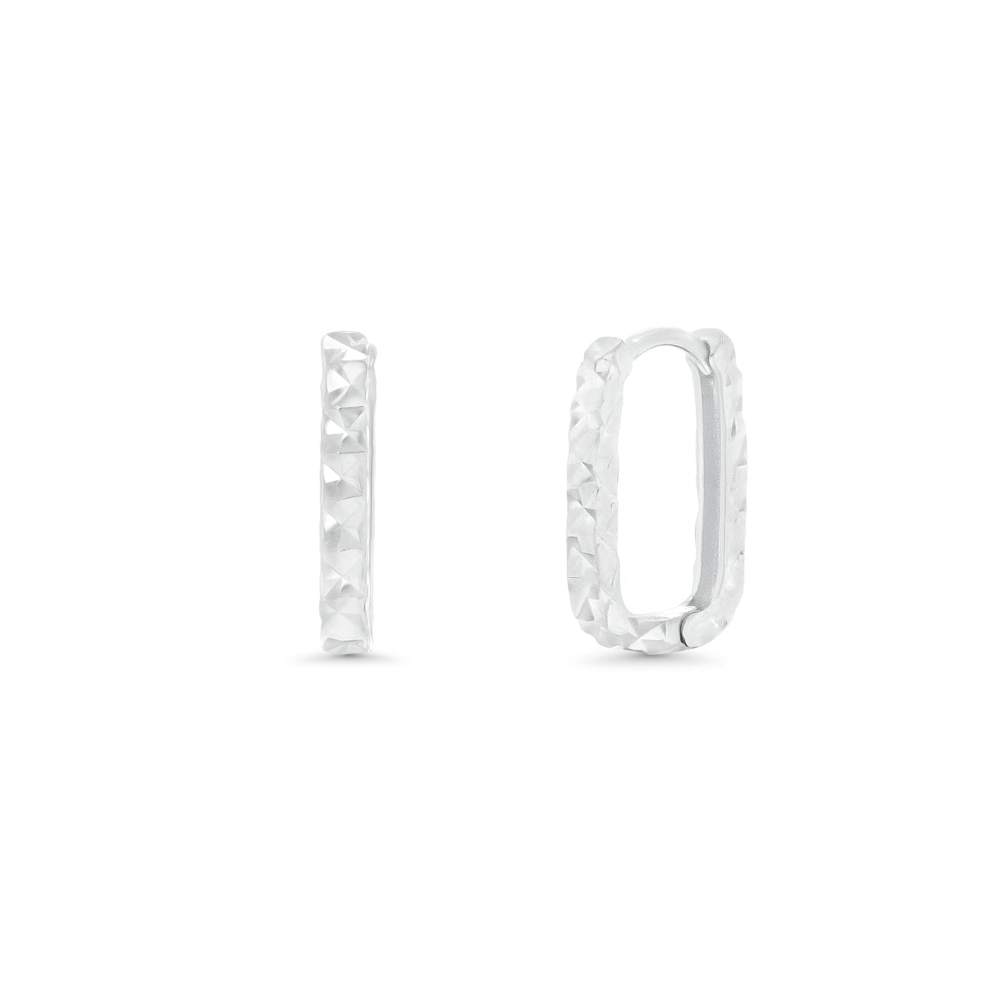 Pendiente de botón de plata de ley rodiada con doble banda de 4,5 mm x 21 mm - GME00131