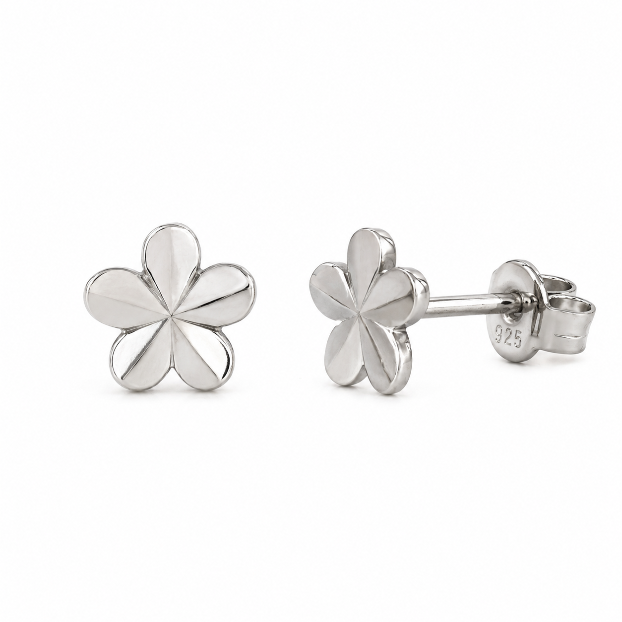 Pendiente de botón de plata de ley rodiada con doble banda de 4,5 mm x 21 mm - GME00131