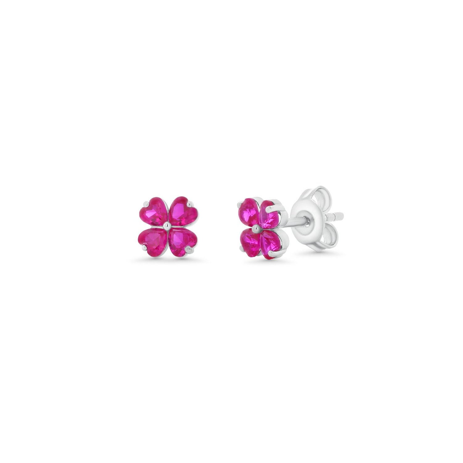 Rhodium Plated 925 Sterling Silver Clover CZ Stud Earring - TGE00034