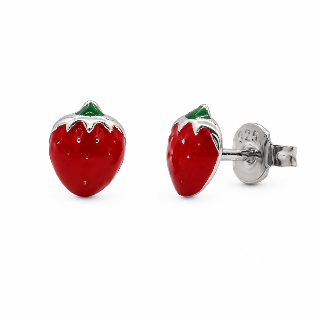 TGE00057 Enamel Strawberry Stud Earrings