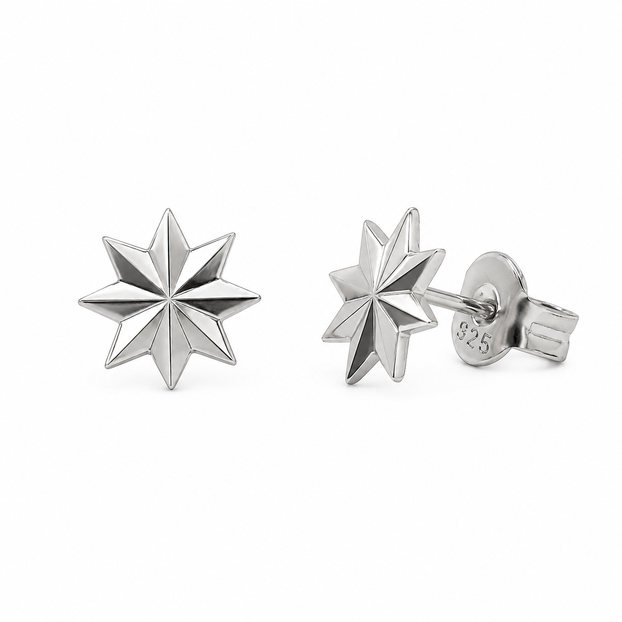 TGE00061 Diamond Cut Starburst Stud Earrings