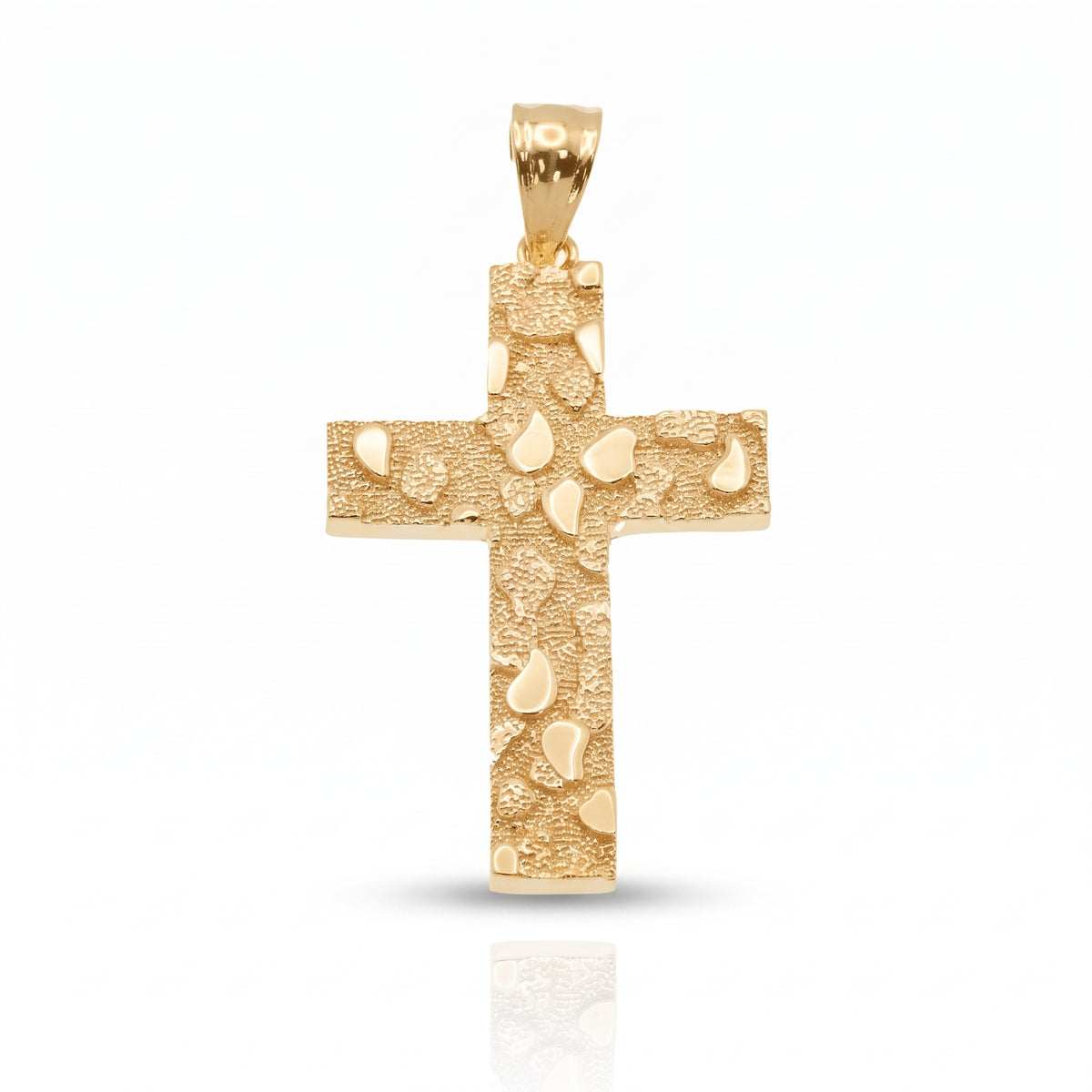 Gold Plated 925 Sterling Silver Nugget Crucifix Pendant - TGP00014GP