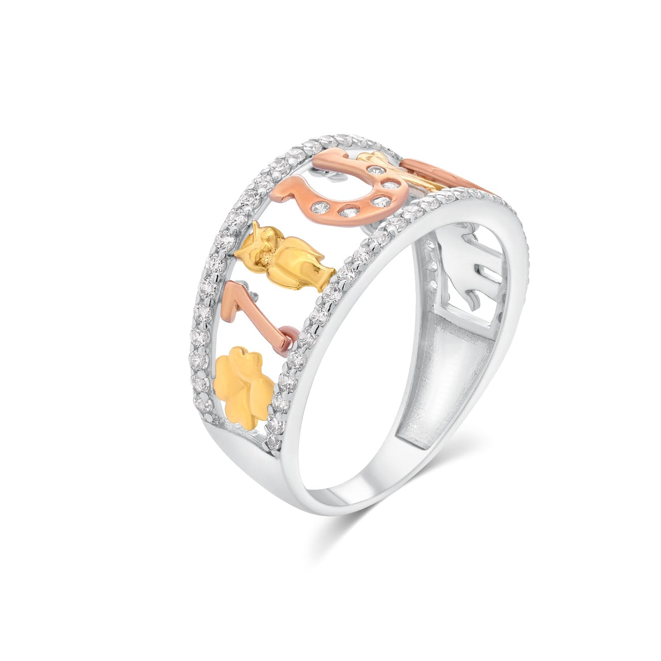 Anillo de águila octagonal con corte de diamante para hombre, de plata de ley 925 rodiada, de 18,9 mm x 18,3 mm - GMR00424