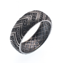 Black Rhodium Plated 925 Sterling Silver Men's Pattern Band Black CZ 8.3mm Ring - TGR00006