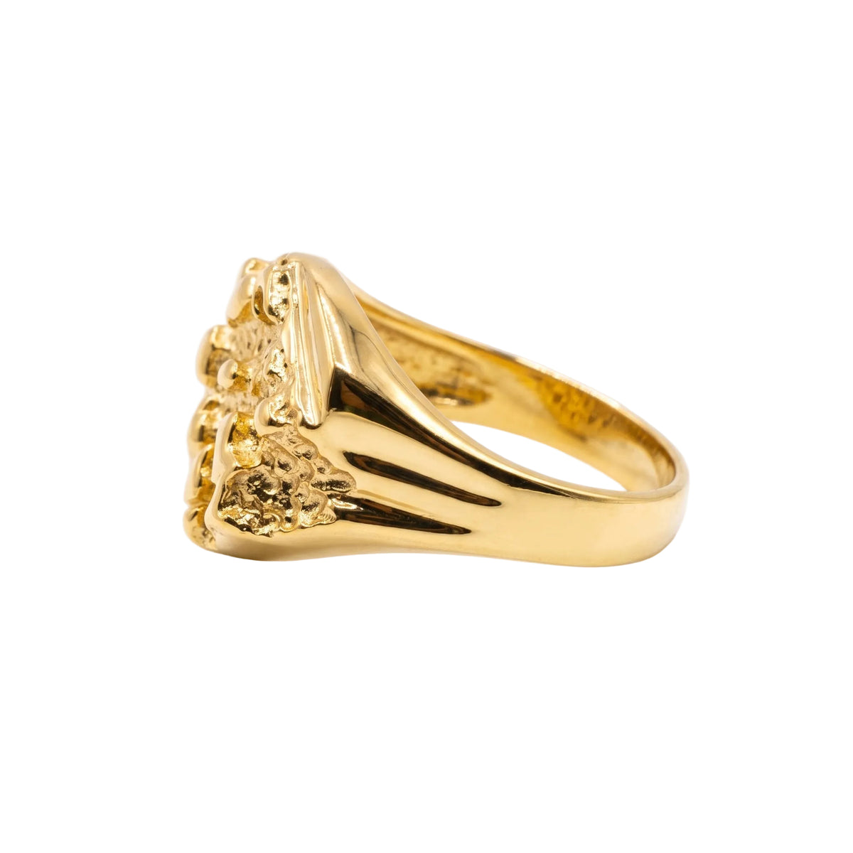 Gold Plated 925 Sterling Silver Men's Nugget Ring - TGR00039GP