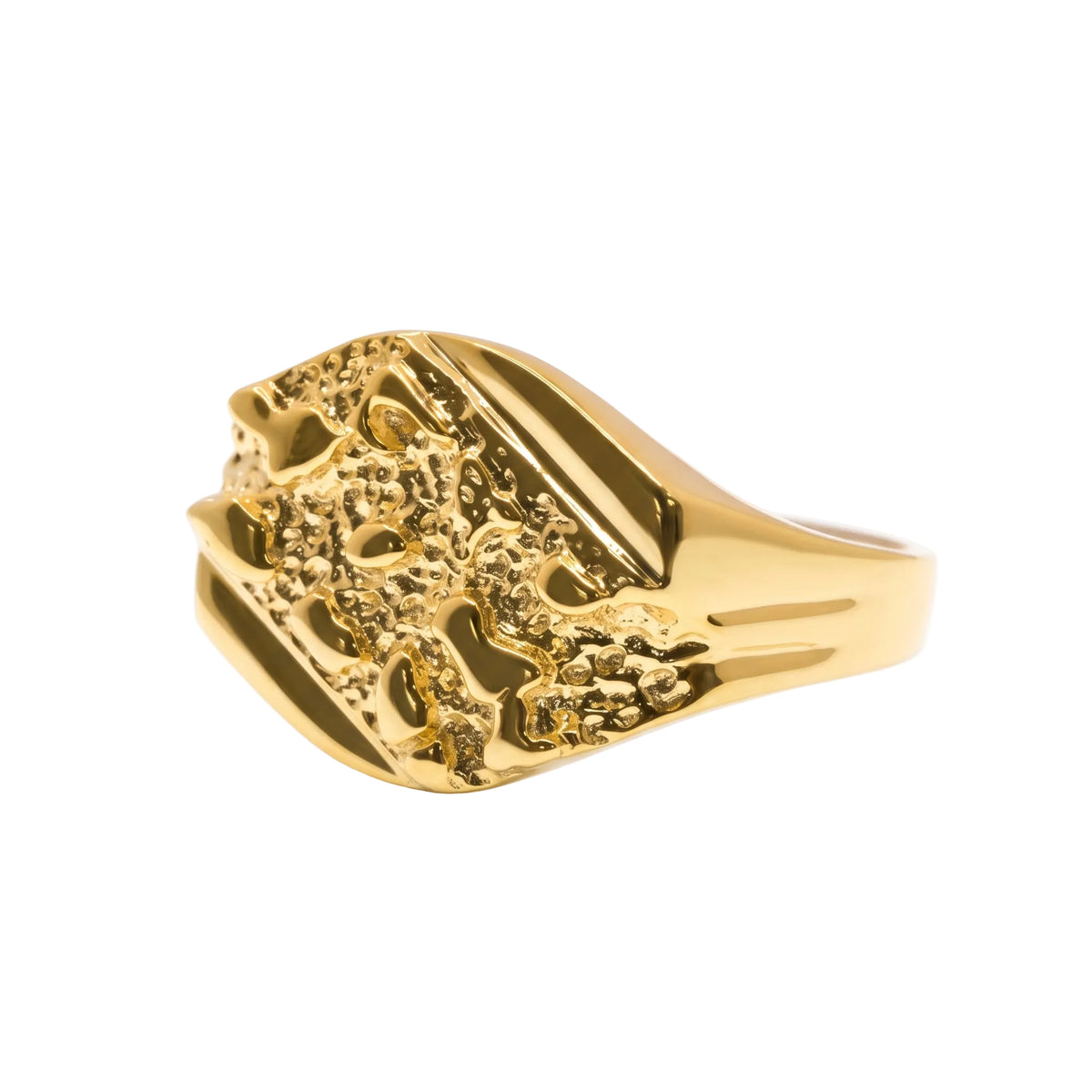Gold Plated 925 Sterling Silver Men's Nugget Ring - TGR00039GP
