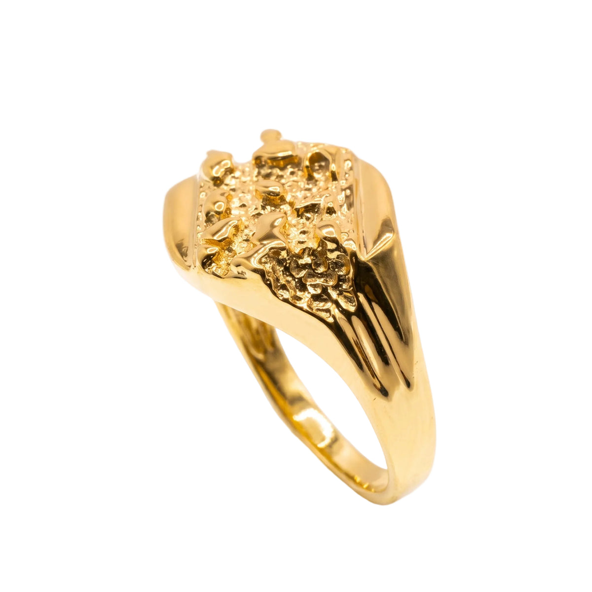 Gold Plated 925 Sterling Silver Men's Nugget Ring - TGR00039GP