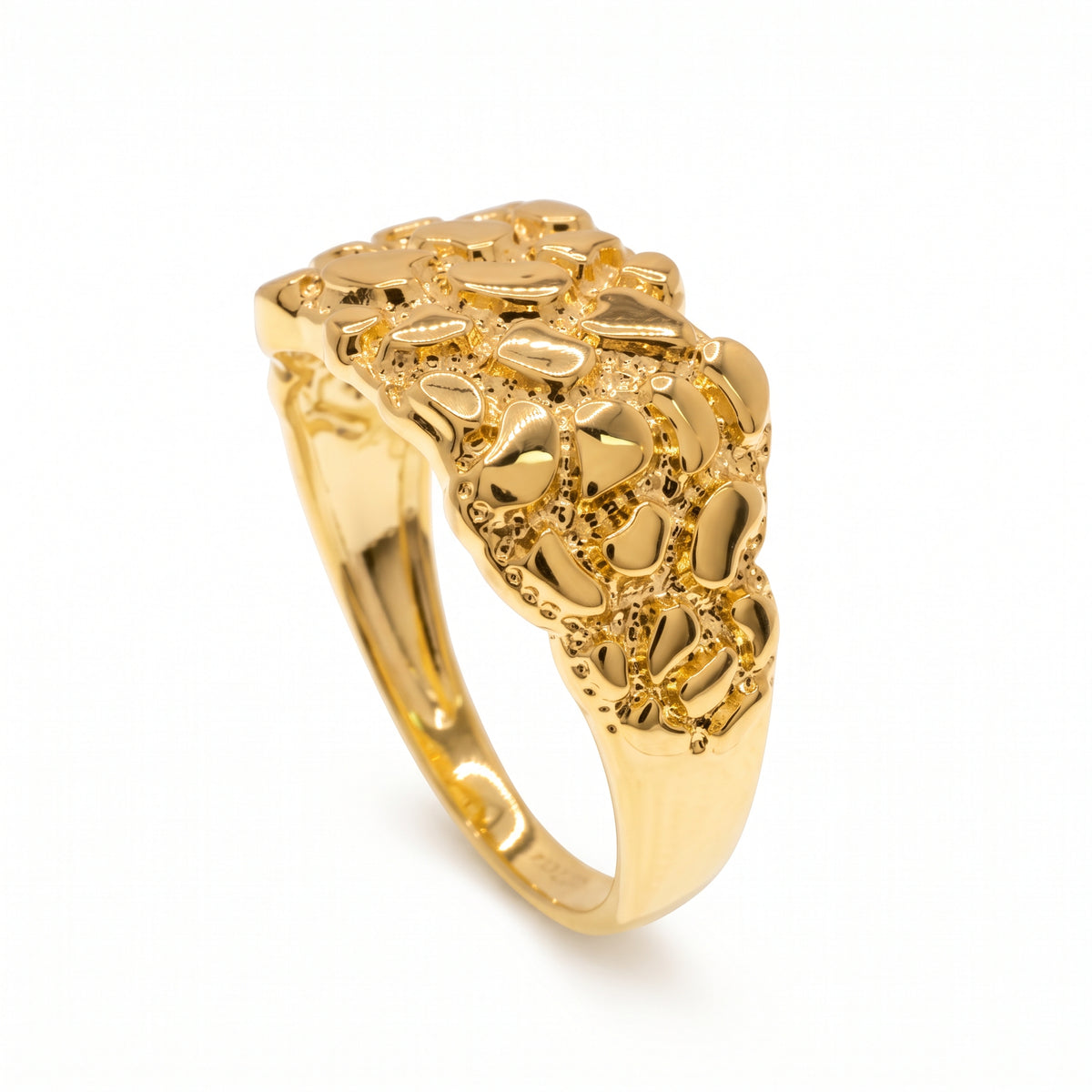 Gold Plated 925 Sterling Silver Nugget Ring - TGR00041GP