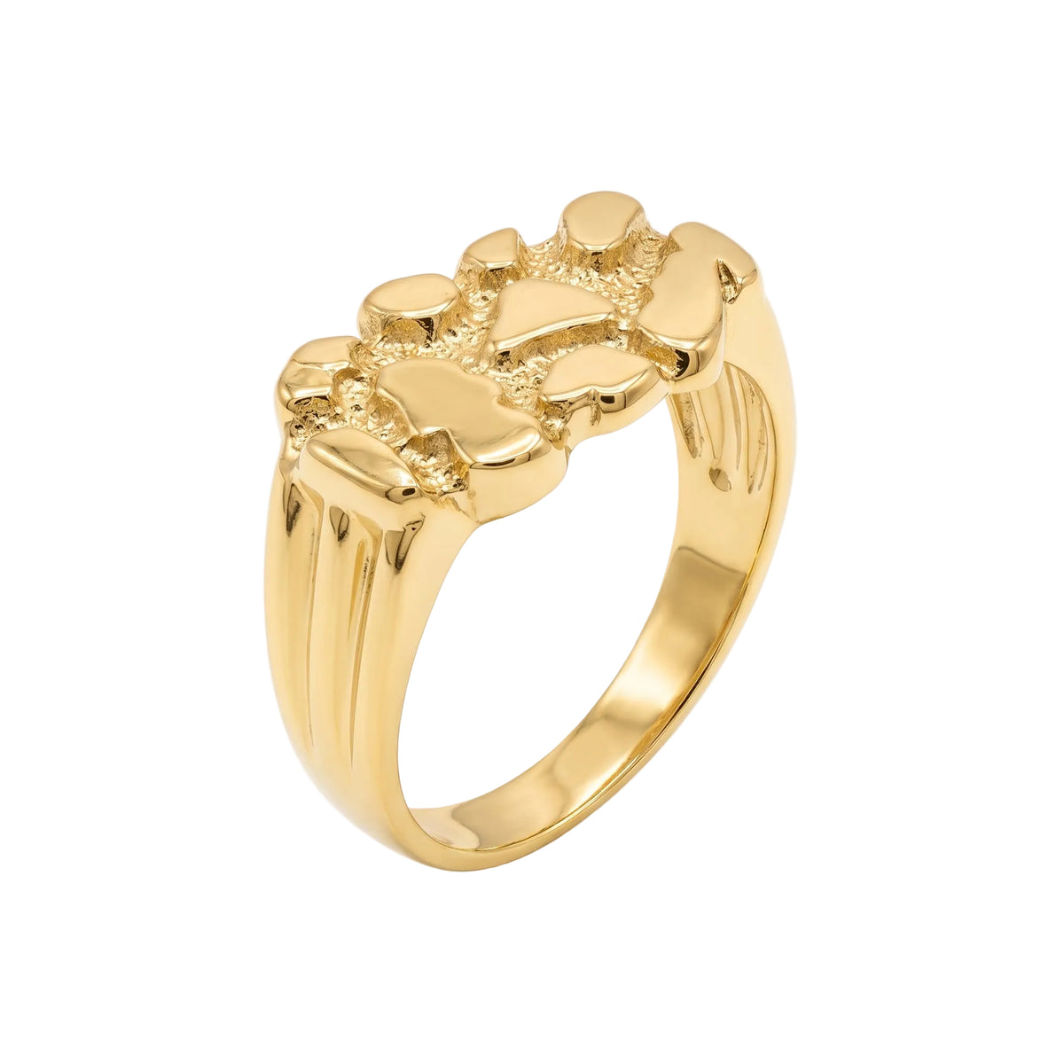 Gold Plated 925 Sterling Silver Classic Nugget Ring - TGR00042GP