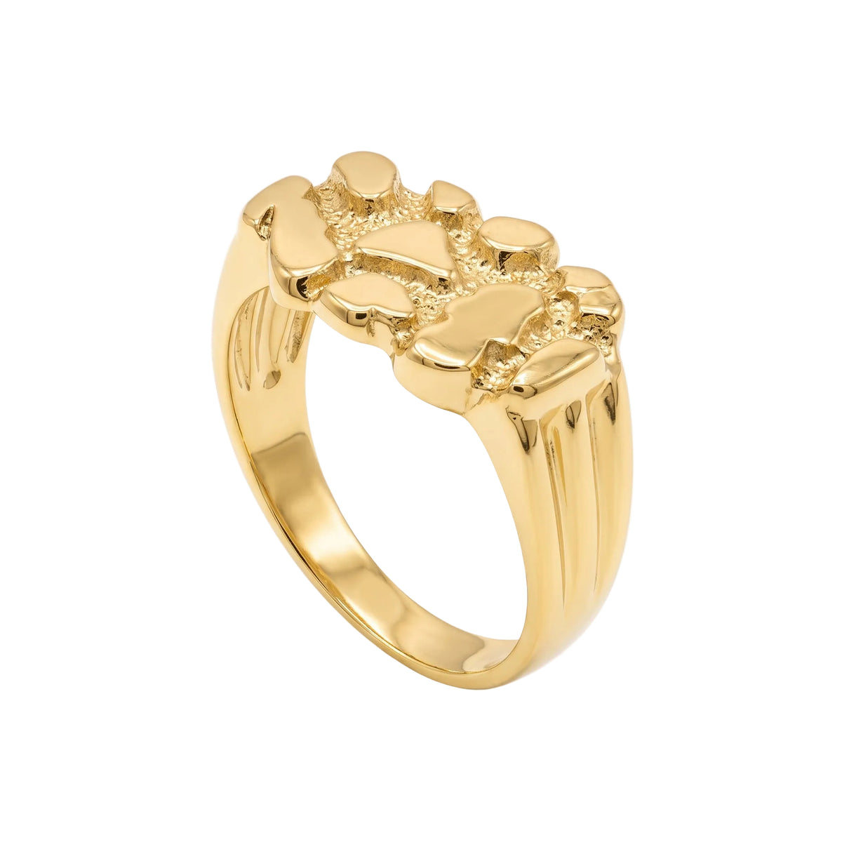 Gold Plated 925 Sterling Silver Classic Nugget Ring - TGR00042GP