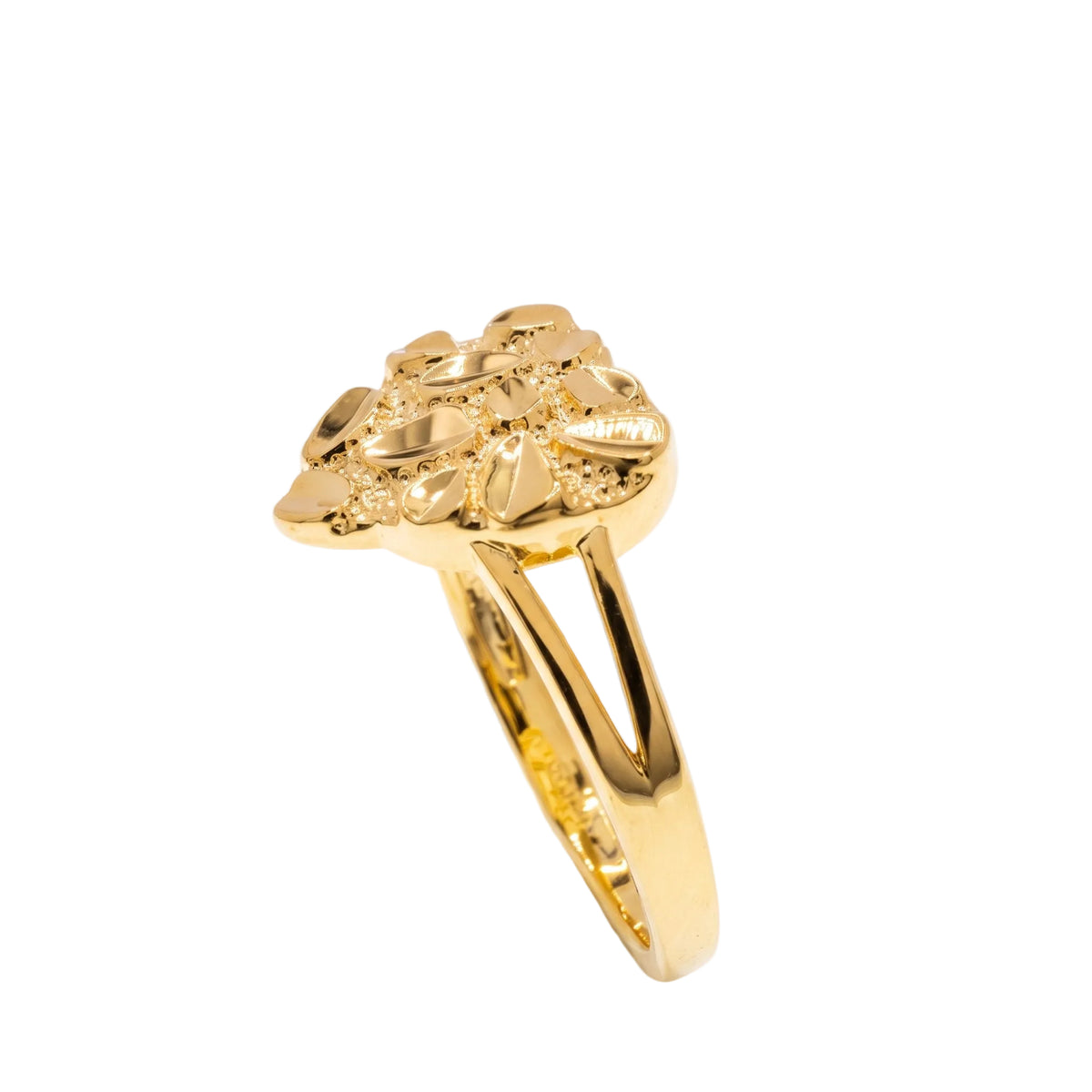Gold Plated 925 Sterling Silver Heart Nugget Ring - TGR00043GP
