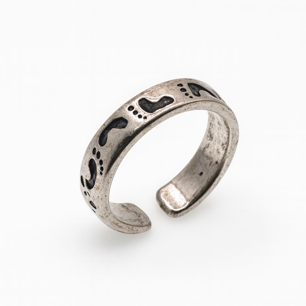 Oxidized 925 Sterling Silver Footprint Toe Ring - TR314