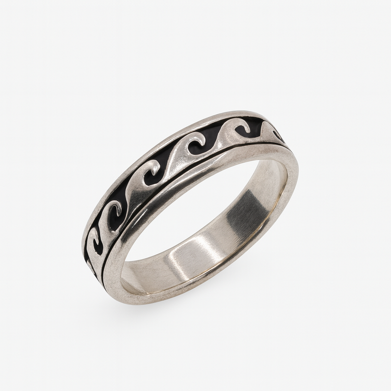 Oxidized 925 Sterling Silver Wave Toe Ring - TR323