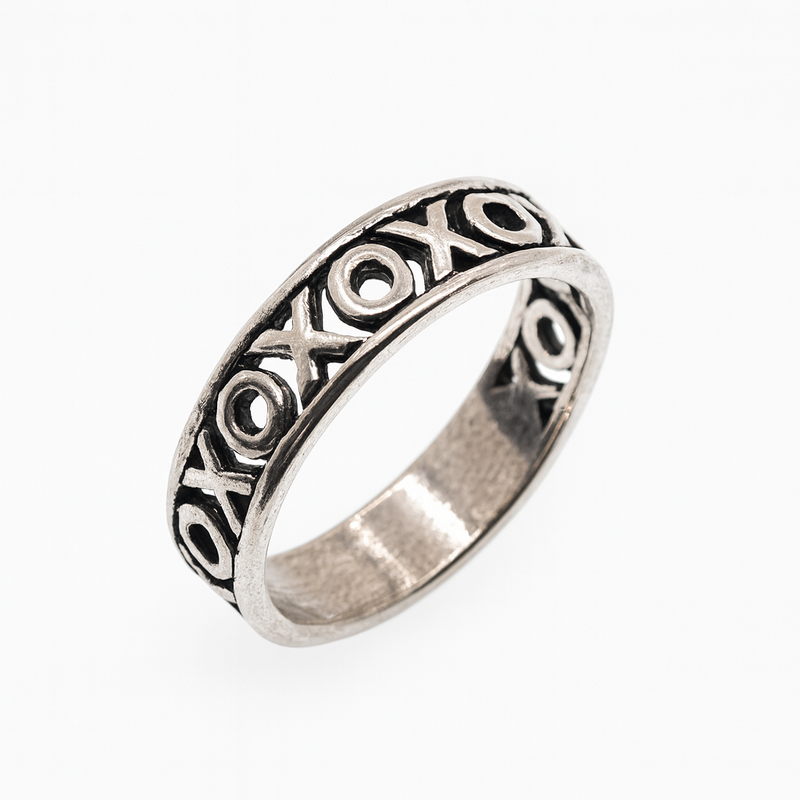 Oxidized 925 Sterling Silver Hugs and Kisses Xoxoxo Toe Ring - TR325